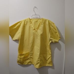 Yellow V-Neck Scrub Top